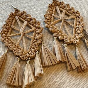 large rattan statement earrings